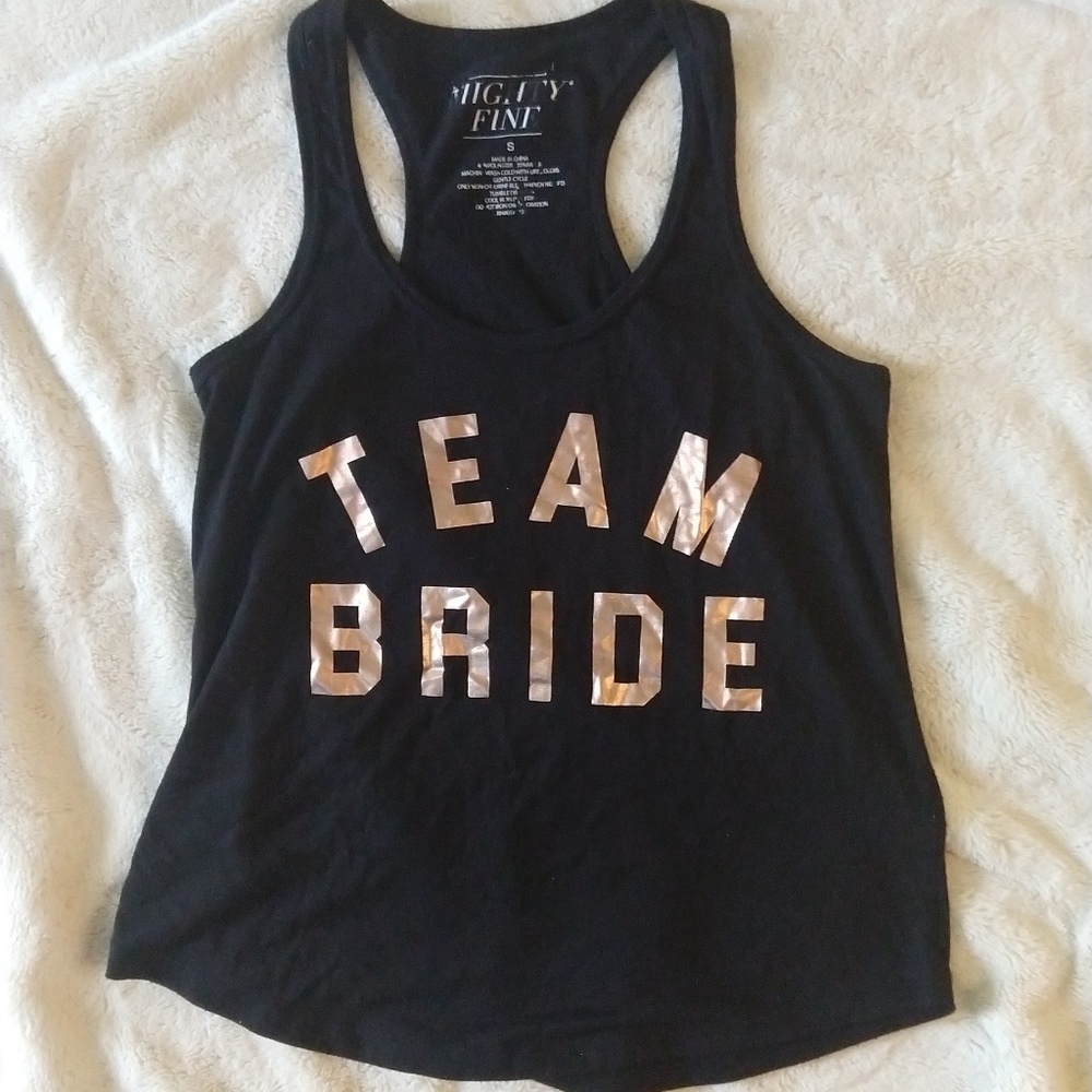 Team Bride Bridesmaid Black Rose Gold Tank Top